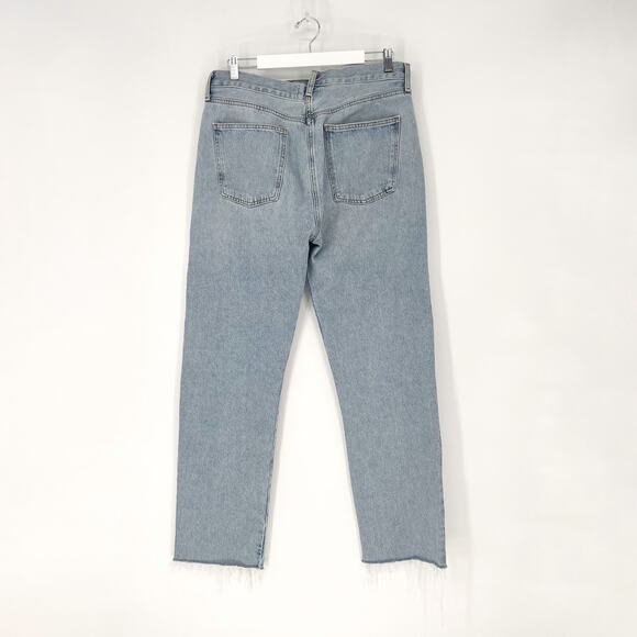 AGOLDE Criss Cross Straight Jeans Dimension Light Wash Raw Hem Size 32 - Picture 7 of 7